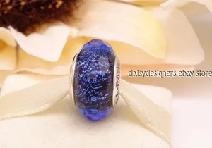NEW Pandora Fascinating Blue Iridescence Glass Charm 791646 Retired B - Picture 1 of 3