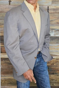 Canali Made in Italy 100% Wool Dual Vent Stitched Lapel Blazer Jacket 46L - Picture 1 of 12