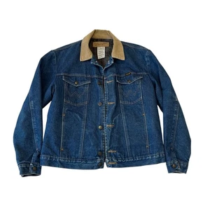 Vintage Wrangler Jeansjacke Herren 40 Decke gefüttert Barn Chore Cordkragen - Bild 1 von 12