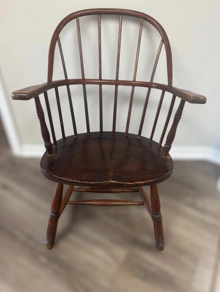 Antique Pennsylvania Windsor Sack-Back Armchair C. 1850 ~ Oak & Hickory - Image 1 of 4