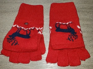 GAP KIDS size medium FOLD BACK GLOVES red deer on top mittens NICE! - Picture 1 of 2