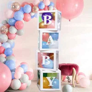 Baby Shower Party Decoration Set Deluxe 60 Piece Balloon Box Kit Gender Reveal - Picture 1 of 11