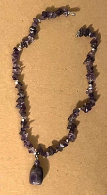 Gargantilla collar colgante cuentas amatista 17,5" NUEVO verano playa moda joyería Foto 1 de 3