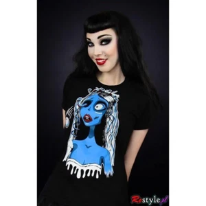 Restyle Corpse Bride Black Top Womens Alternative Gothic Horror Clothing Tattoo - Picture 1 of 7