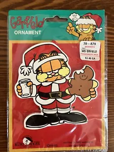 NEU GARFIELD im Weihnachtsmannanzug Essen Lebkuchen Mann Keks Holz Weihnachtsschmuck - Bild 1 von 2