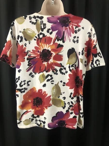 Alfred Dunner PS EUC Women’s Short Sleeve Floral Multicolor Sequins Sweater - Picture 1 of 7