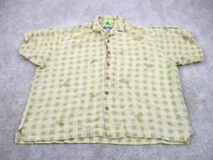 Kahala Shirt Men 2XL XXL Yellow Linen Rayon Hawaiian Floral Casual Button Up - Picture 1 of 10