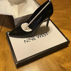 Nine West Women's Tatiana Dress Pump Black Patent Heels Pointy Size 8 M - Picture 1 of 7