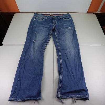 Pantalones de mezclilla azules antiguos desgastados 40x32 Foto 1 de 4