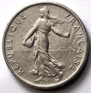 1966 FRANKREICH 1/2 Franc Sämannin La Semeuse signiert Oscar Roty französische Münze D147 - Bild 1 von 2