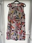 Size 18 Marks And Spencer 100% Cotton Sleeveless Lined Multicolour Pattern Dress