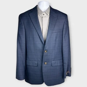 Tasso Elba Blazer Men 36R Navy Glen Check Plaid Suit Coat Jacket Paisley Liner - Picture 1 of 23