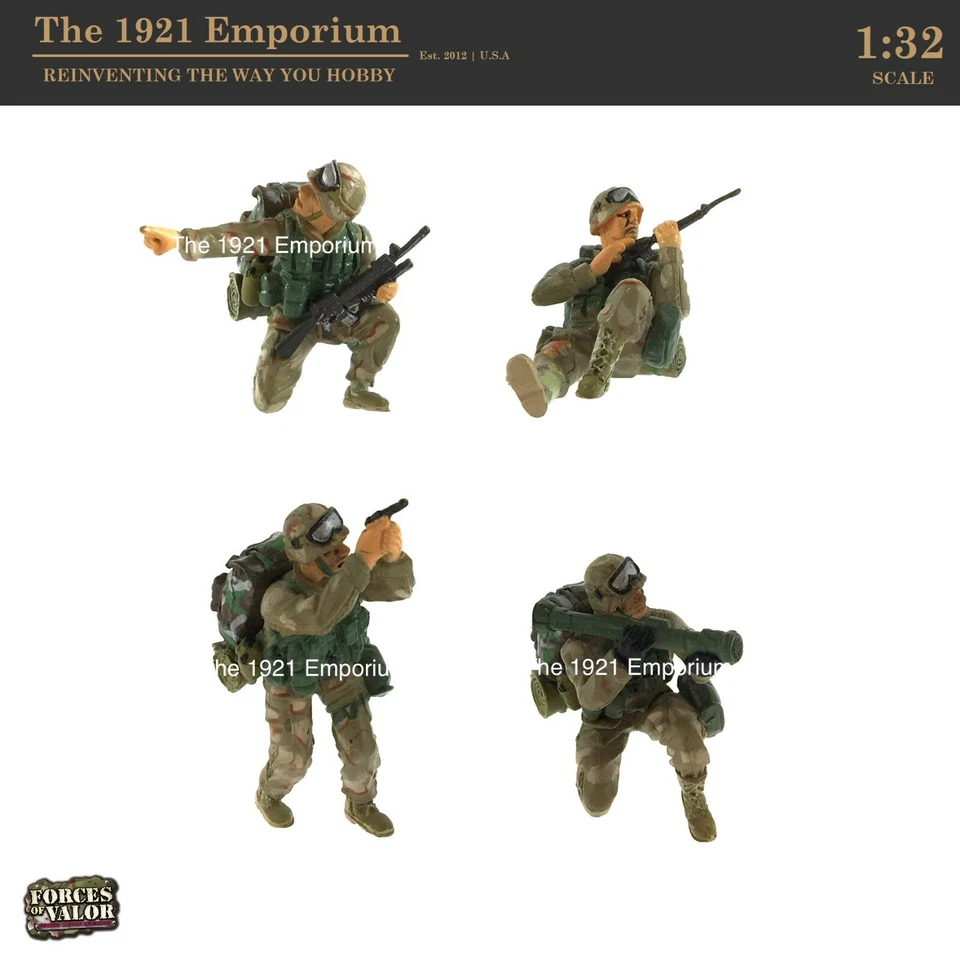 RARE 1:32 Unimax Toys Forces of Valor Modern US Army Desert Soldier 4 Figure Set - Image 1 of 2
