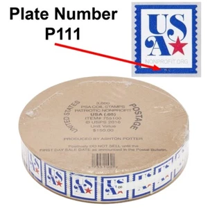 SEALED COIL US 5172 Patriotic USA Nonprofit 2017 Plate number P111 - 3000 Stamps - Picture 1 of 2