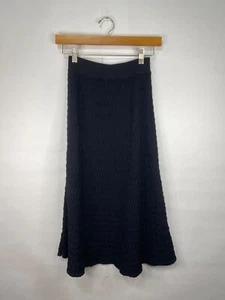 A.L.C. Women's Size XS Black Textured Knit Midi Skirt A-Line Viscose Stretch GUC - Picture 1 of 9