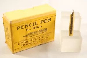 Vintage Hinks, Wells & Co Pencil Pen No. 2836/3 Brass Dip Pen Nib - Picture 1 of 3