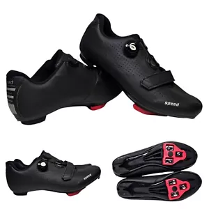 Speed Cycling Shoes - Black 44 US Women Size 12.5 US Men Size 11 Comes w/ CLEATS - Picture 1 of 11