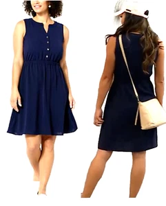 NEW Nina Leonard PLUS SZ 3X Sleeveless Buttoned Placket Dress BLUE PLUS SZ 3X - Picture 1 of 17
