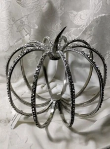 Hallow Home RHINESTONE SILVER PUMPKIN Cut-out Metal GLAM 9" Fall Thanksgiving - Picture 1 of 6