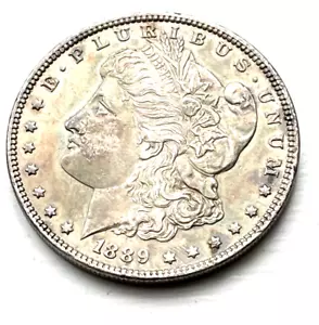 1889-P MORGAN SILVER DOLLAR AU - Picture 1 of 2