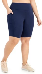 Ideology Plus Size Pull-On Bike Shorts Gym Training Workout Navy 2X NWT - Picture 1 of 5