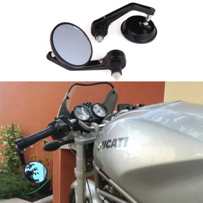 Motorcycle Round 7/8" Handle Bar End Mirrors For Ducati 748 996 Monster 600 800 - Image 1 of 4