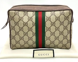 Auth Gucci GG Supreme 156.01.012 Sherry Line PVC beige Clutch Bag NS061198 - Picture 1 of 18