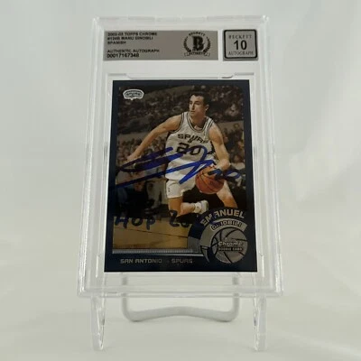 Manu Ginobili Signed 2002-03 Topps Chrome #124 RC Beckett BAS 10 Auto Spanish - Image 1 of 2