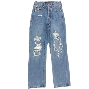 Jeans Aeropostale Distressed Button Fly anni 90 larghi donna taglia 000 blu denim - Foto 1 di 5