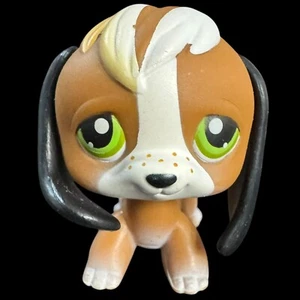 Littlest Pet Shop Authentic # 113 Marrone Nero Bianco Beagle Occhi Verdi 2004 - Foto 1 di 9