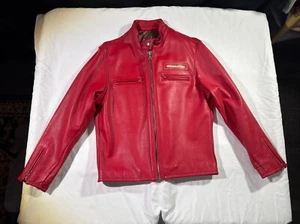 Men's Large Red Chevignon Vintgage Roadmaster Leather Motorcycle Jacket - Picture 1 of 14