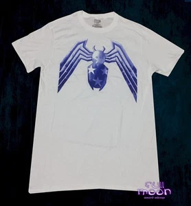 New Marvel Spider-Man White Blue Spiderman Vintage Comic Mens T-Shirt - Picture 1 of 2