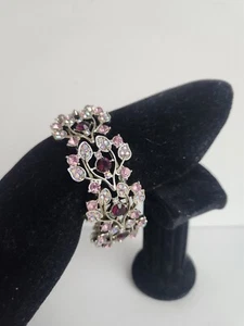 AB Aurora Borealis Strass Stretch Armband Lila Rosa Vintage Y2K - Bild 1 von 6