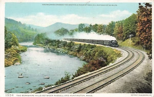 RAILROAD TRAIN IN BERKSHIRE HILLS RUSSELL ~ HUNTINGTON MA DPC POSTCARD 052525 U - Picture 1 of 2