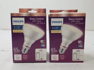 Philips LED 65-Watt Dimmable Smart Wi-Fi Wiz Wireless Soft White Lot Of 2 - Picture 1 of 7