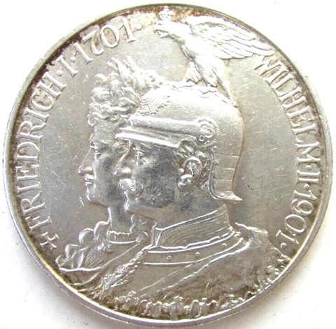 GERMANY - PRUSSIA COIN, 2 MARK 1901, Friedrich I & Wilhelm II, SILVER 0.900 Cover
