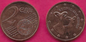CYPRUS 2 EURO CENT 2016 UNC TWO MOUFFLONS,A SPECIES OF WILD SHEEP FOUND IN CYPRU - Picture 1 of 1
