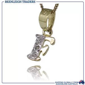 Yellow Gold DIAMOND SET INITIAL F PENDANT Guaranteed Genuine 9ct 9k Gold - Bild 1 von 10