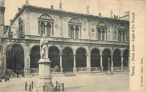Cartolina Italia Verona Piazza Dante Statua Loggia del Consiglio Indivisa C. 1906 - Foto 1 di 2