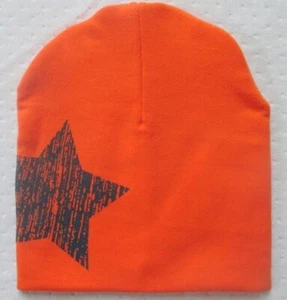 Beanie für Kind & Baby STERN ORANGE Skullie Hut Ohrenschutz - Picture 1 of 1
