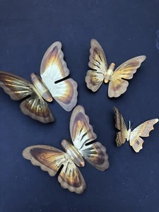 4er Set Schmetterlinge Wandbehang goldfarben Messingoptik von Home Interiors & Geschenk - Bild 1 von 5