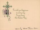 Antique Easter Day Greeting Card Holy Cross Purple Green P028