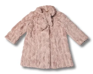 MILLY Minis - Little Girls Pink Tie Neck Faux Fur Dressy Coat Jacket - Size 5 - Picture 1 of 7