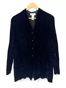 Top blusa nero velluto schiacciato misto seta giacca tunica strega stravagante taglia 16 - Foto 1 di 5