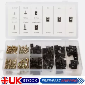 170 ASSORTED U CLIPS AND SCREWS SPEED FASTENER CAR INTERIOR TRIM PANEL FIXING - Picture 1 of 3