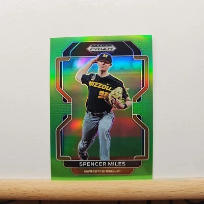 2022 Prizm Draft Picks Baseball Spencer Miles LIME GREEN Prizm 18/75 # PDP136 - Image 1 of 2