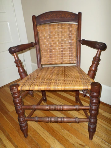 Spectacular! Antique Victorian Walnut & Cane Turned Spindle Arm Chair Cover