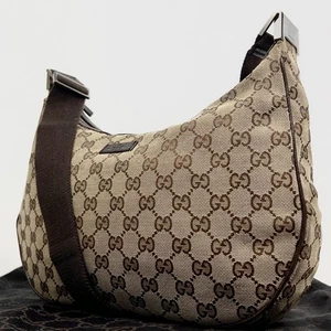 Borsa a tracolla Gucci GG tela mezza luna usata autentica borsa lusso - Foto 1 di 10