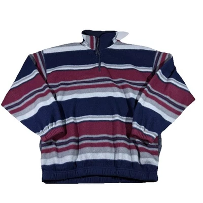 Suéter Pullover Vintage Bugle Boy Polar Para Hombres M Azul Marino y Rojo 1/4 Cremallera Copo de Nieve Foto 1 de 4