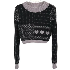Free People Damen Sun Globe Pullover Alpaka Wolle Crop Sweater Schwarz Gr. XS - Bild 1 von 8